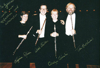 Montreal Syphony flute section, including my former students, Carolyn Christie (2nd flute) and Tim Hutchins (principal flute)