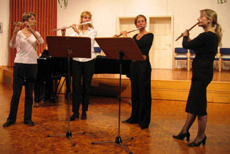 Valerie, Anna, Anne-Catherine, and Anna&mdash;performing at conclusion of Hammelberg, Germany masterclass